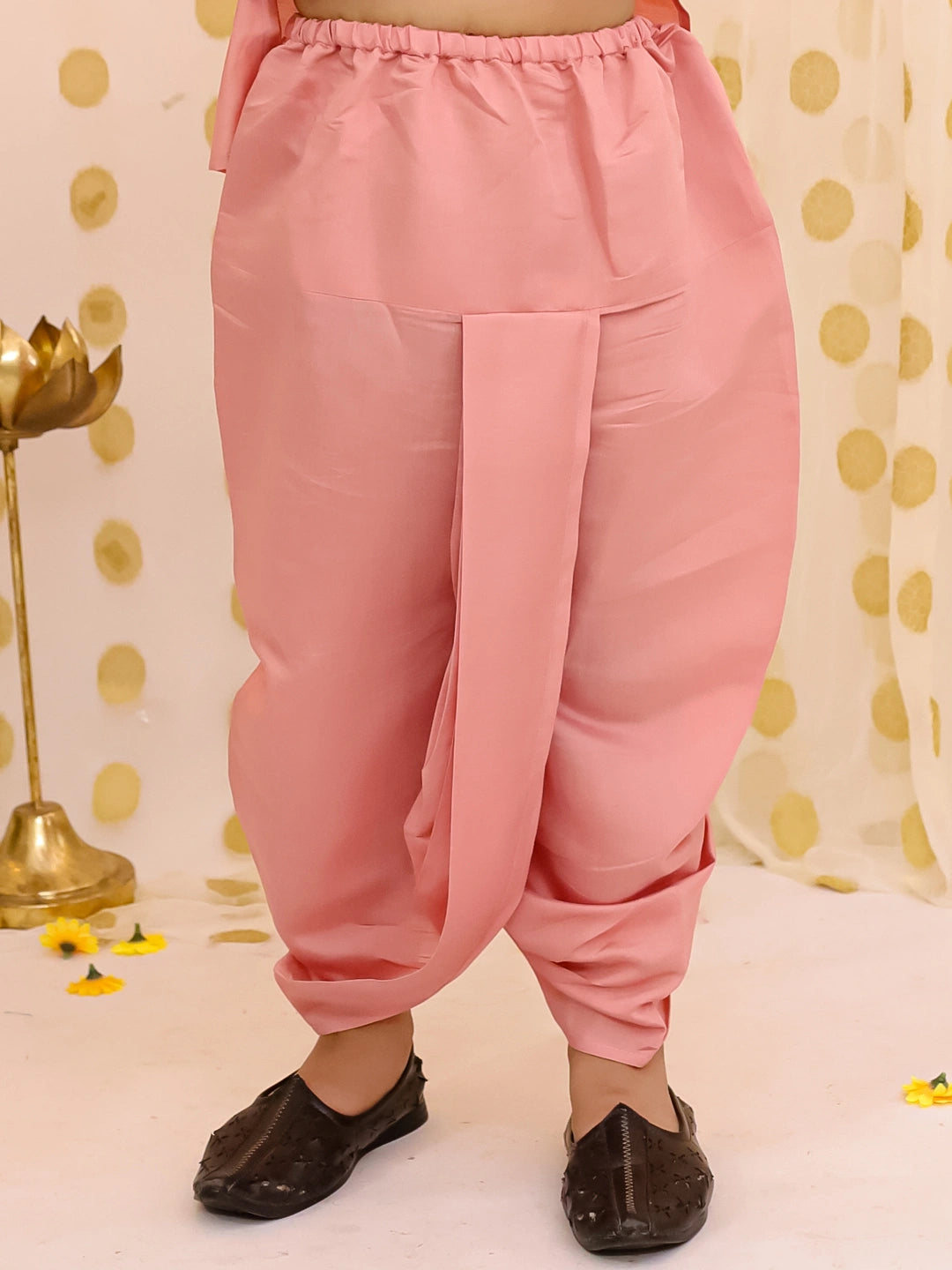 BownBee Festive Chanderi Jacket With Solid Dhoti Kurta Set For Boys
