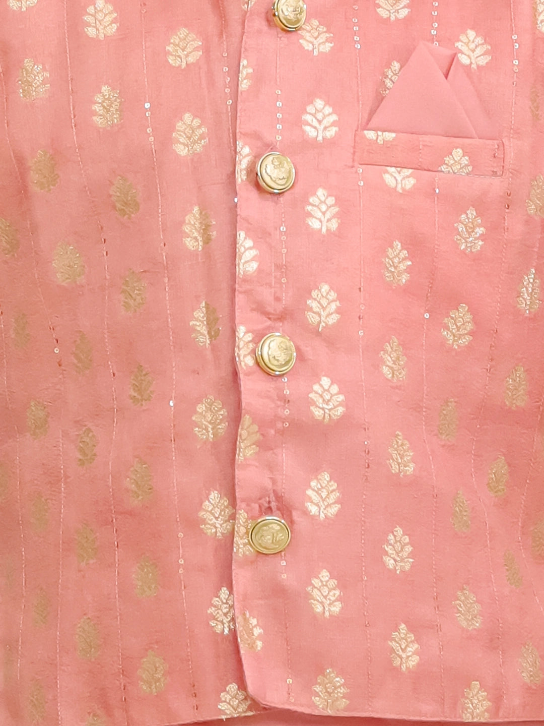 BownBee Festive Chanderi Jacket With Solid Dhoti Kurta Set For Boys
