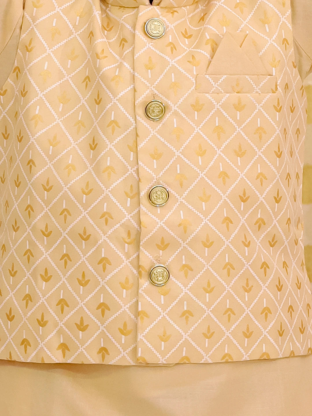 BownBee Festive Linen Jacket With Solid Dhoti Kurta Set For Boys