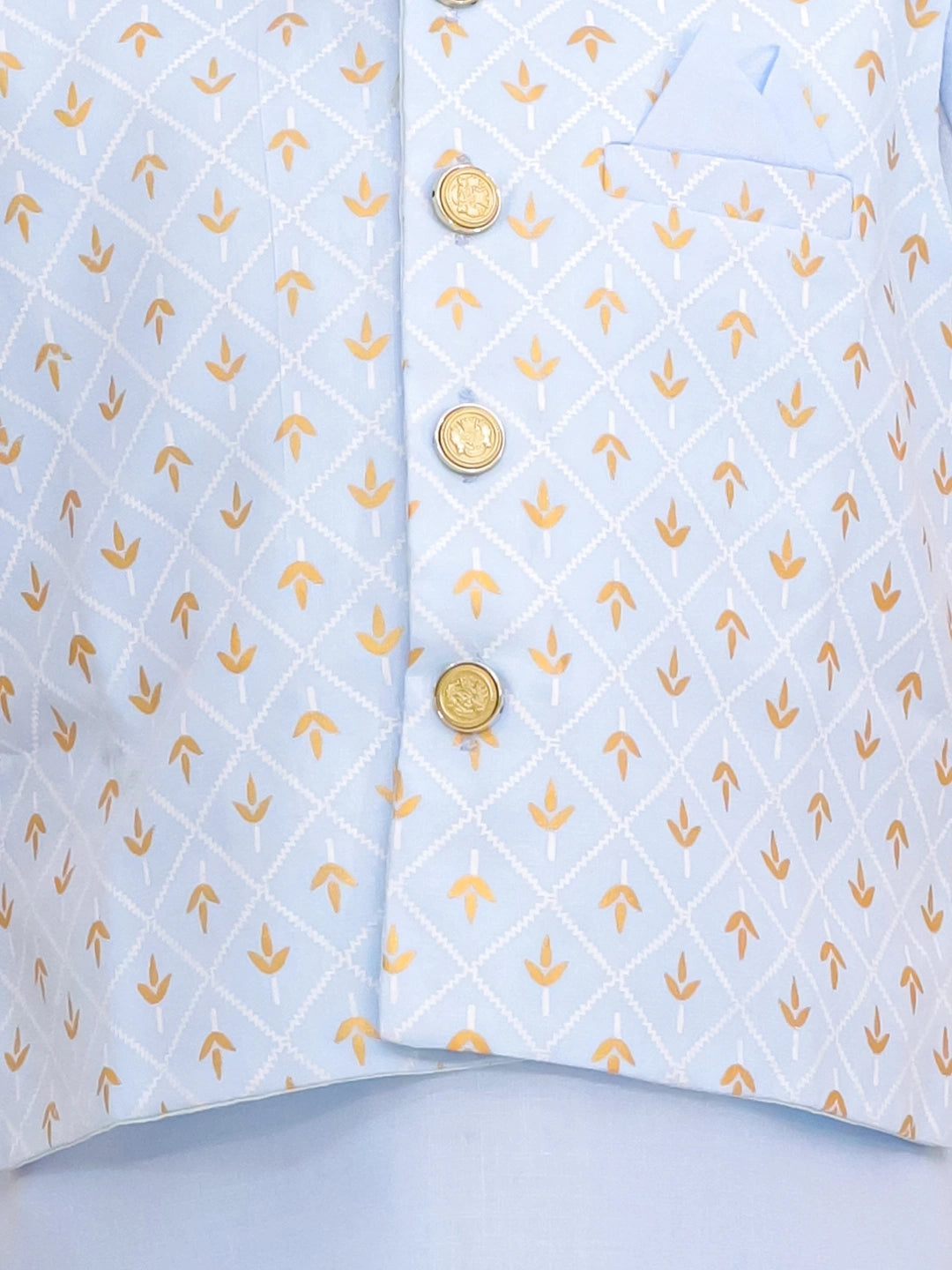 BownBee Festive Linen  Jacket With Solid Dhoti Kurta Set For Boys
