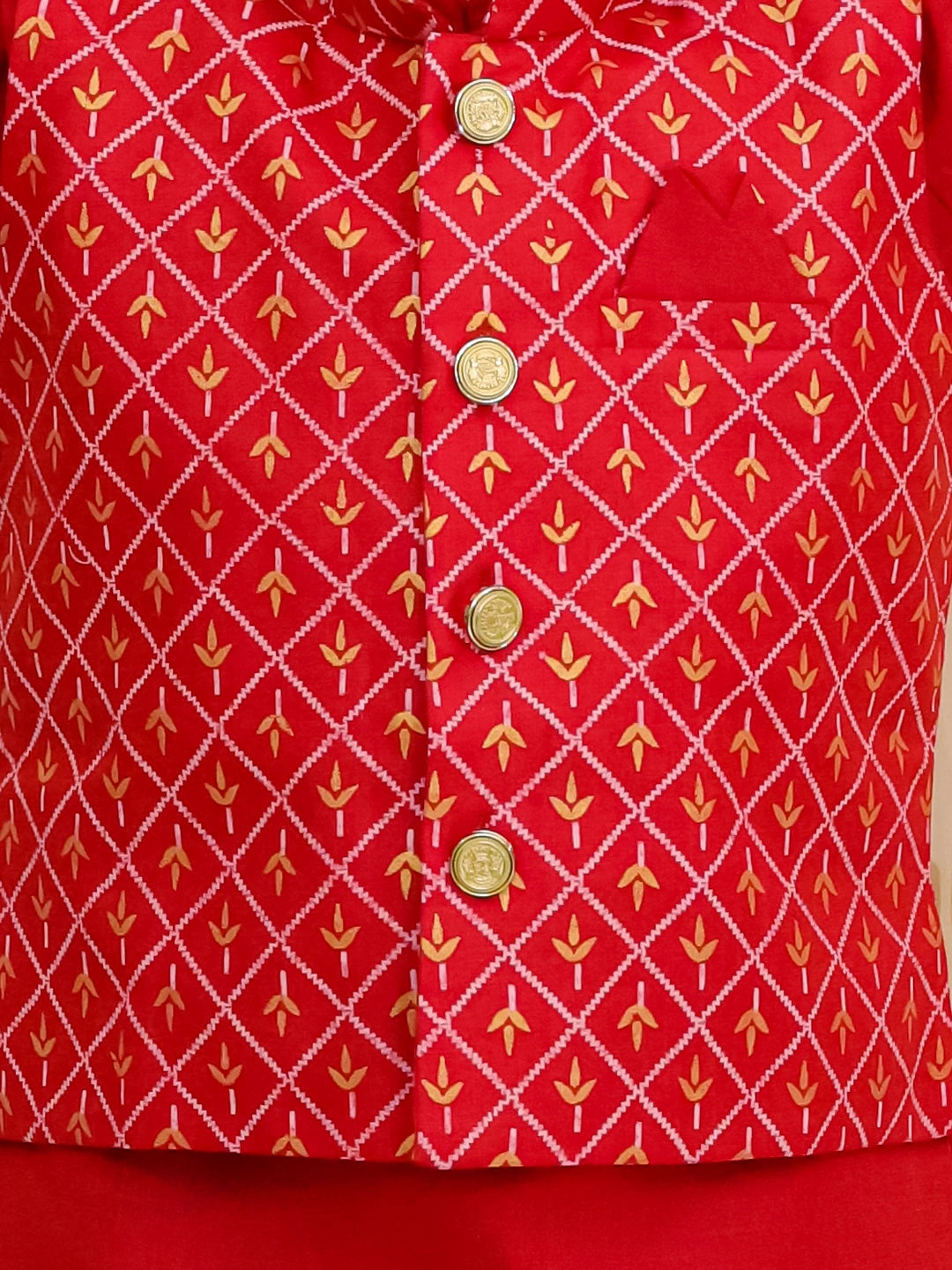 BownBee Festive  Blend Jacket With Solid Dhoti Kurta Set For Boys - Maroon