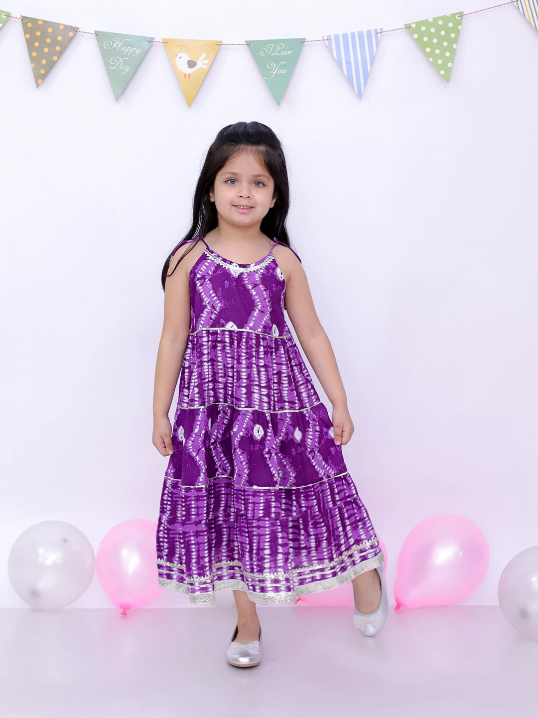 BownBee Ethnic Summer Sleeveless Tie & Dye Dress For Girls
