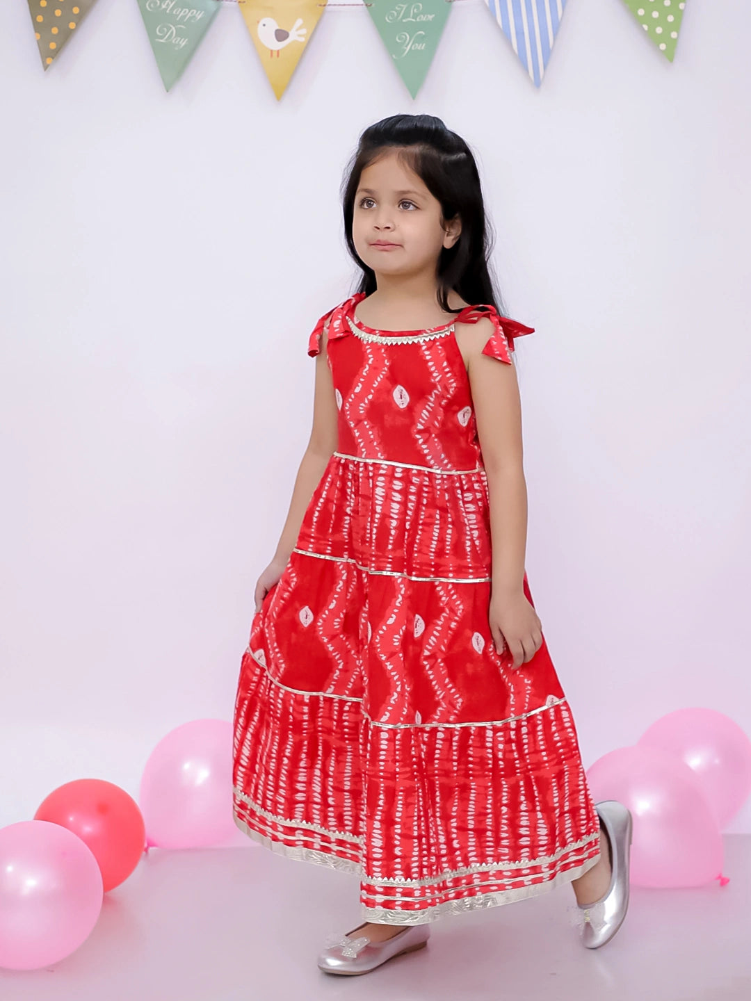 BownBee Ethnic Summer Sleeveless Tie & Dye Dress For Girls