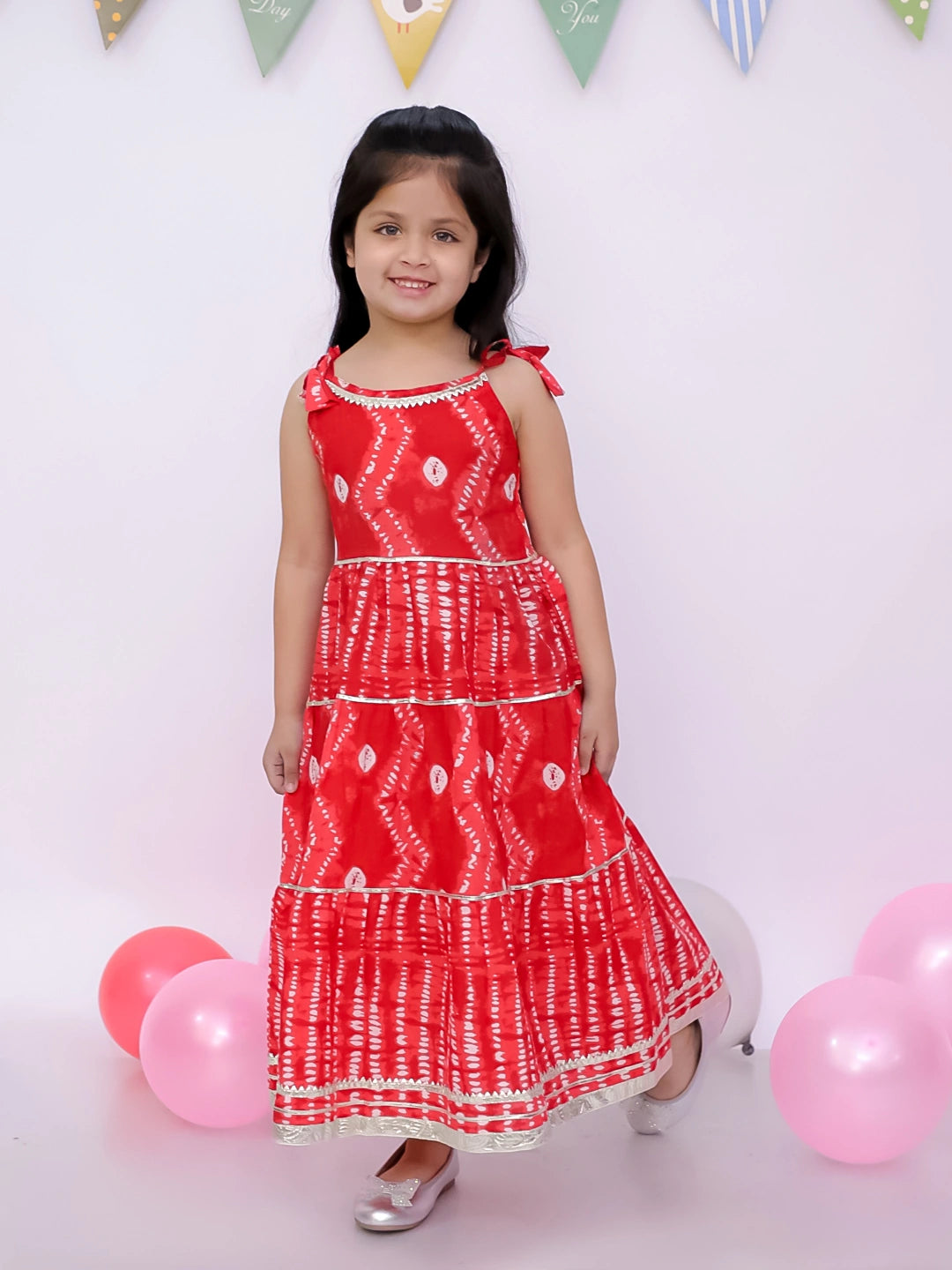 BownBee Ethnic Summer Sleeveless Tie & Dye Dress For Girls