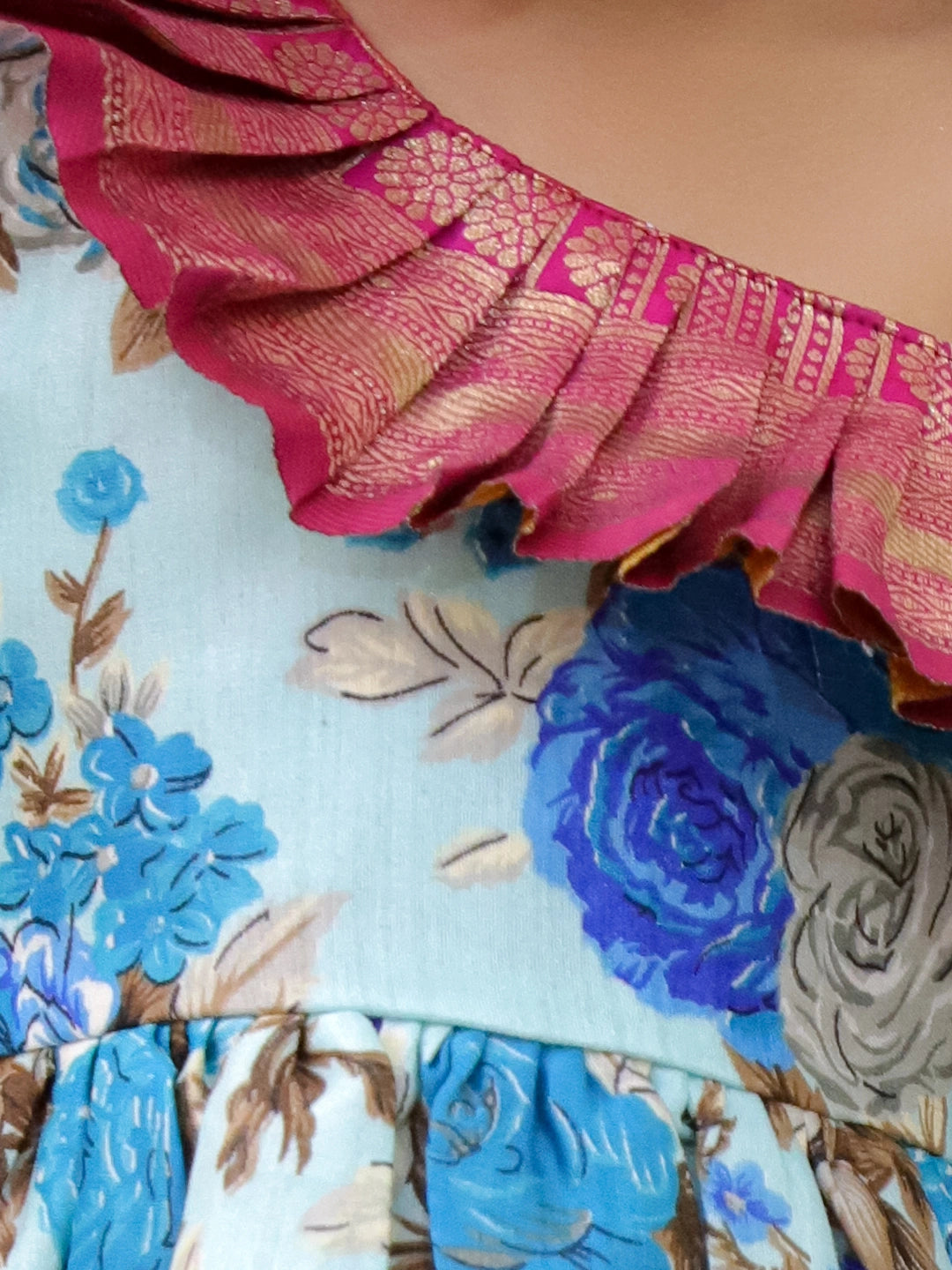 BownBee Printed One shoulder Ethnic Party Dress For Girls