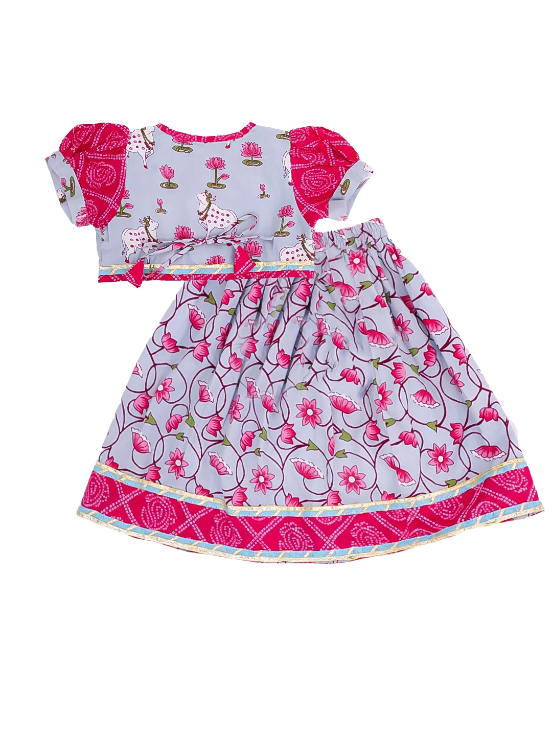 Bownbee Girls Cotton Lehenga Choli For Infants   -  Pink