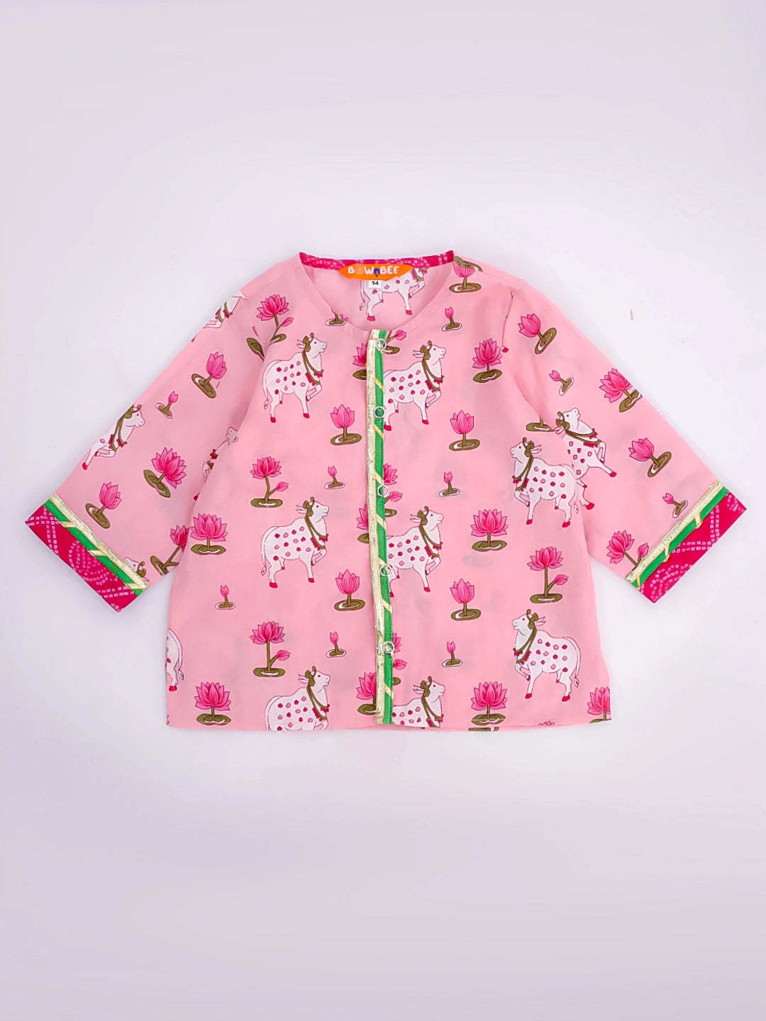 Bownbee Boys Cotton Dhoti Kurta For Infants   -  Pink