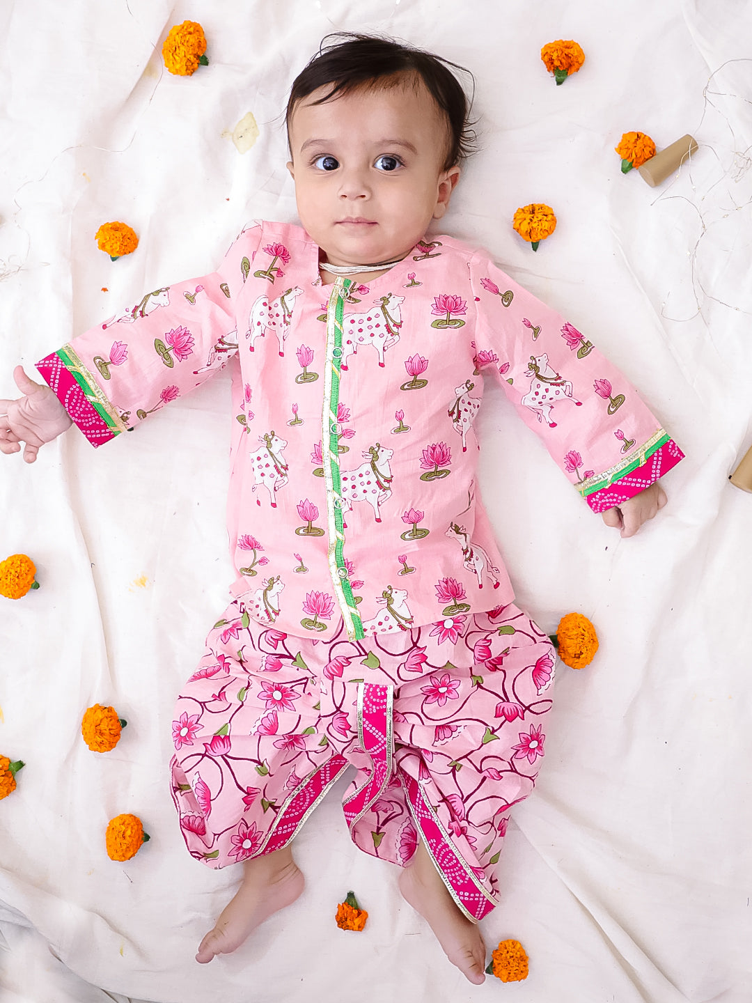 BownBee Pure Cotton Long Sleeves Kurta Dhoti Set for Infant Boys | Traditional Baby Wear – Sky Blue (Pre-Order)