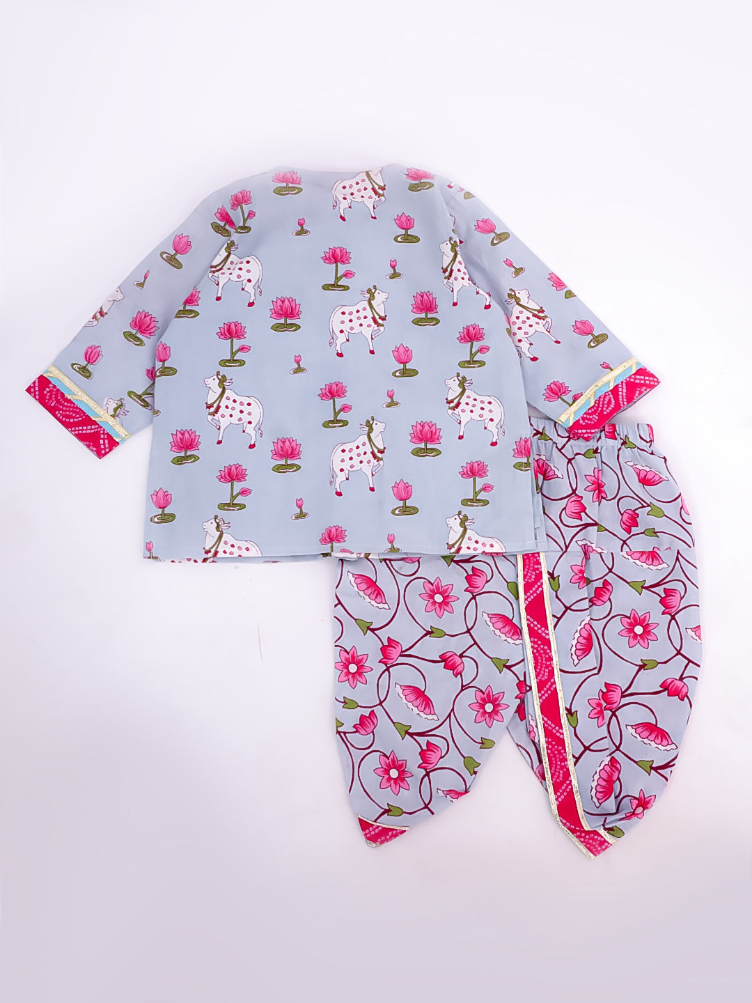 BownBee Festive Lehenga Choli & Dhoti Kurta Sibling Set for Infants | Traditional Rakhi & Wedding Wear – BownBee Festive Lehenga Choli & Dhoti Kurta Sibling Set For Infants - Pink