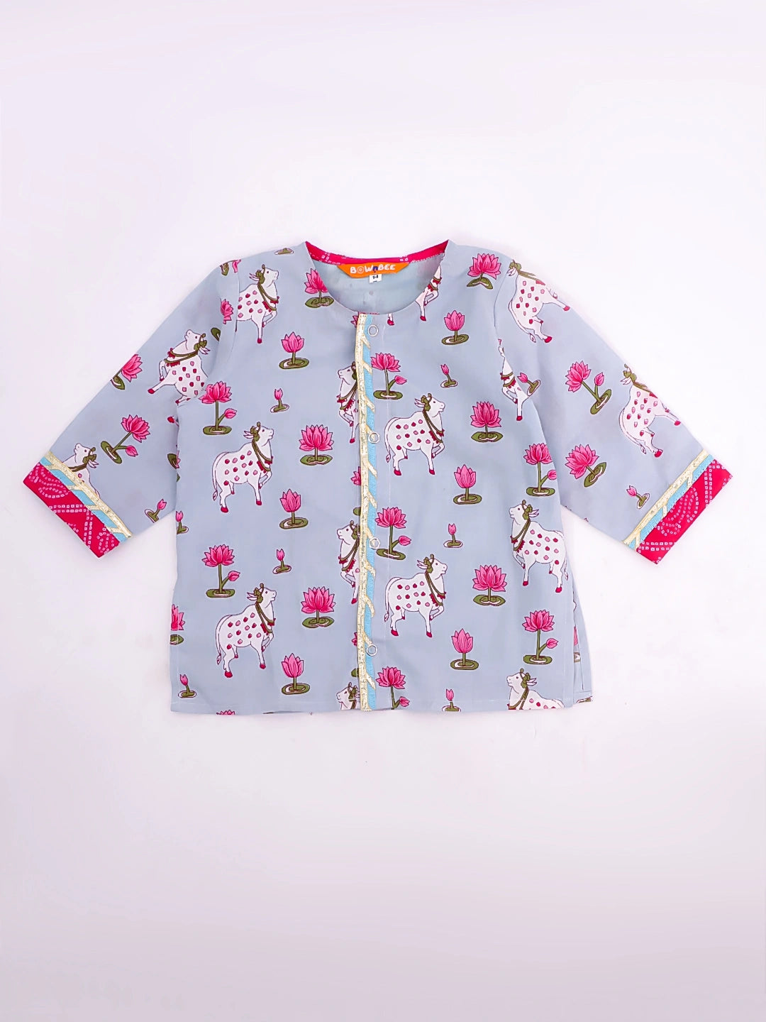 Bownbee Boys Cotton Dhoti Kurta For Infants   -  Pink