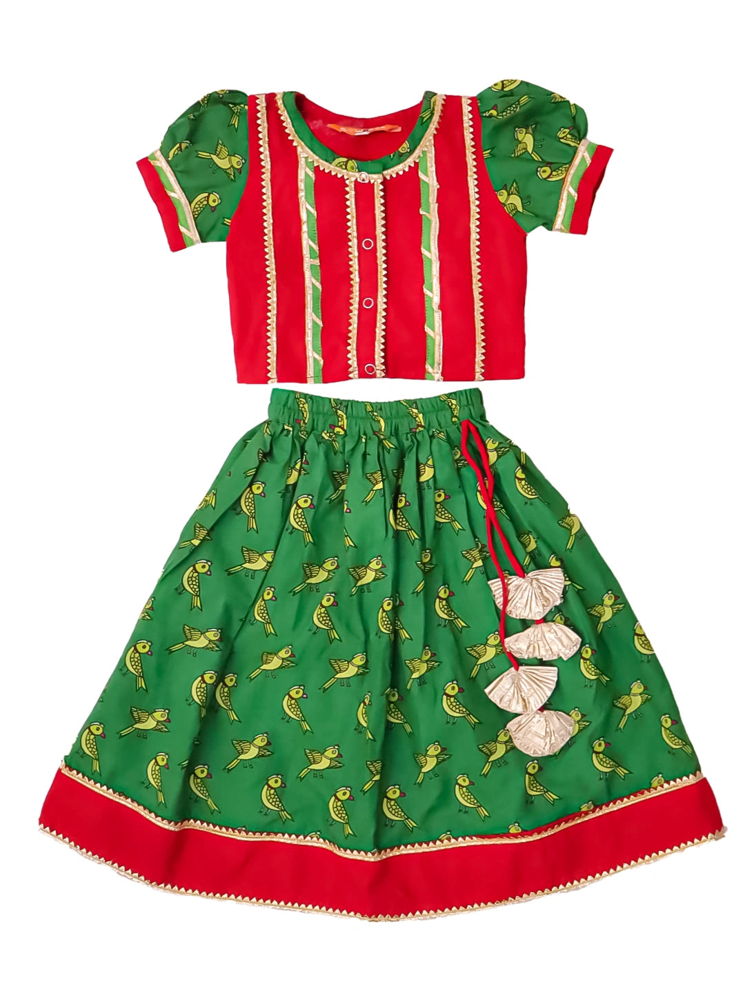 BownBee Pure Cotton Printed Lehenga Choli & Kurta Dhoti Sibling Set For Infants