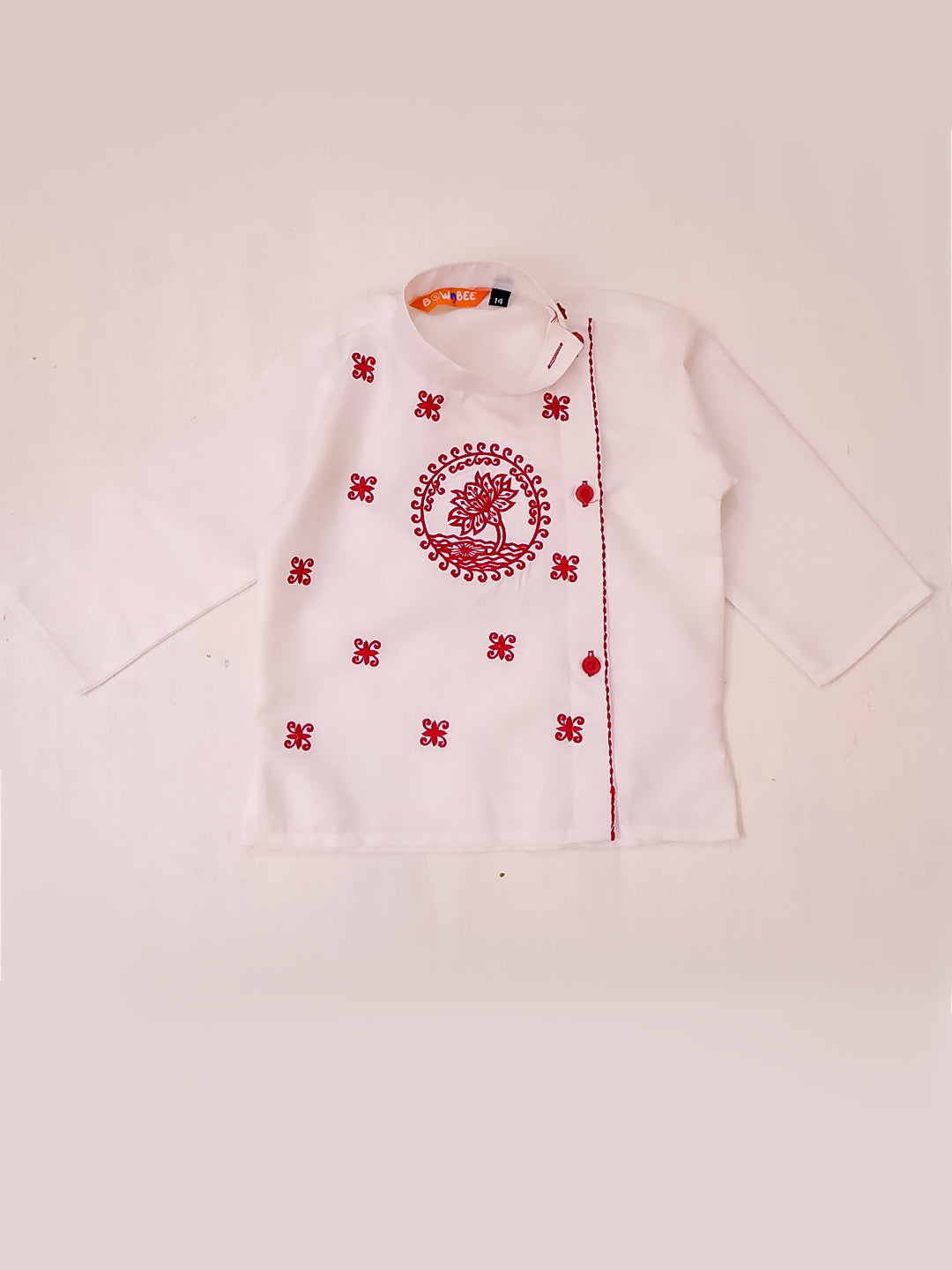 Bownbee Boys Cotton Dhoti Kurta For Infants  - Embroidered - White
