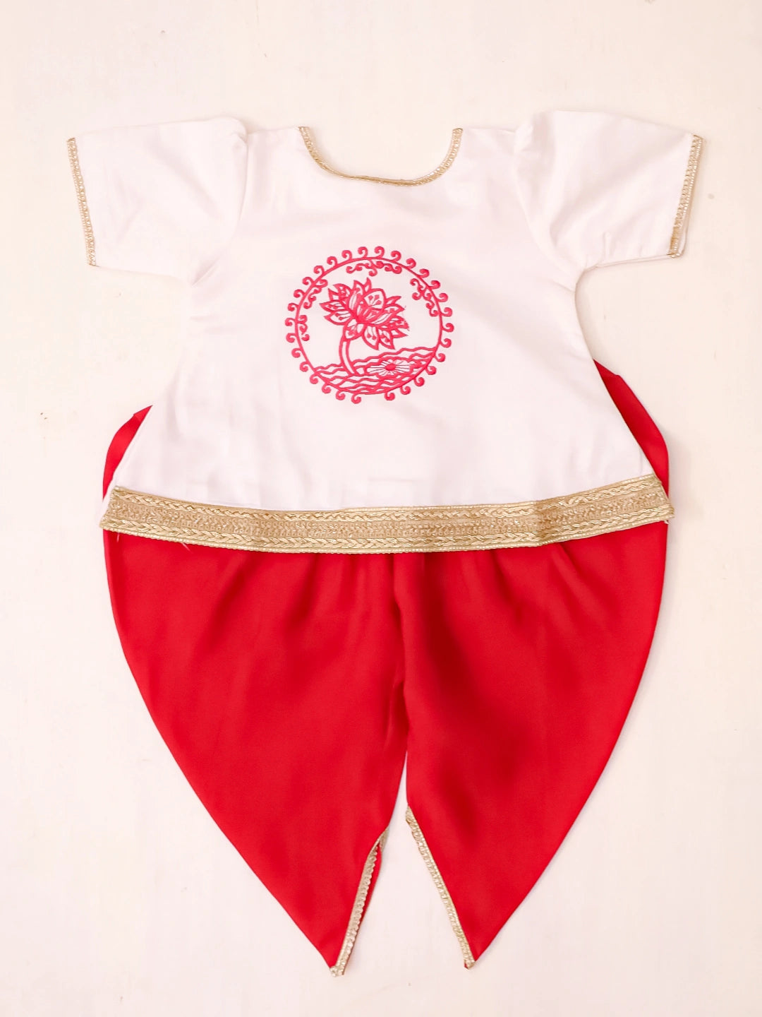 BownBee Embroidered Kurti with Dhoti for Infant Girls