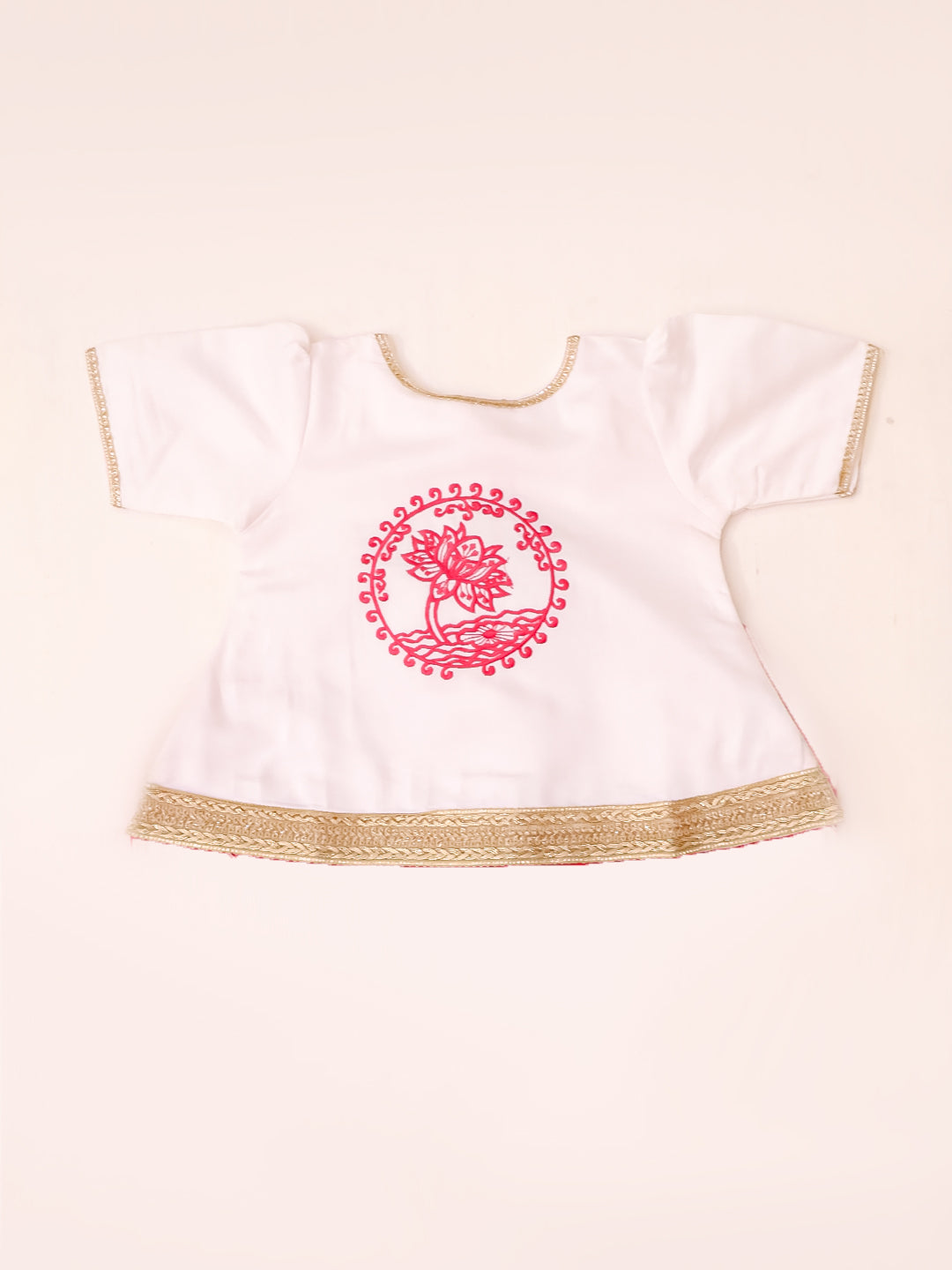 BownBee Cotton Embroidered Ethnic Suit Set & Kurta Dhoti Sibling Set For Infants - White