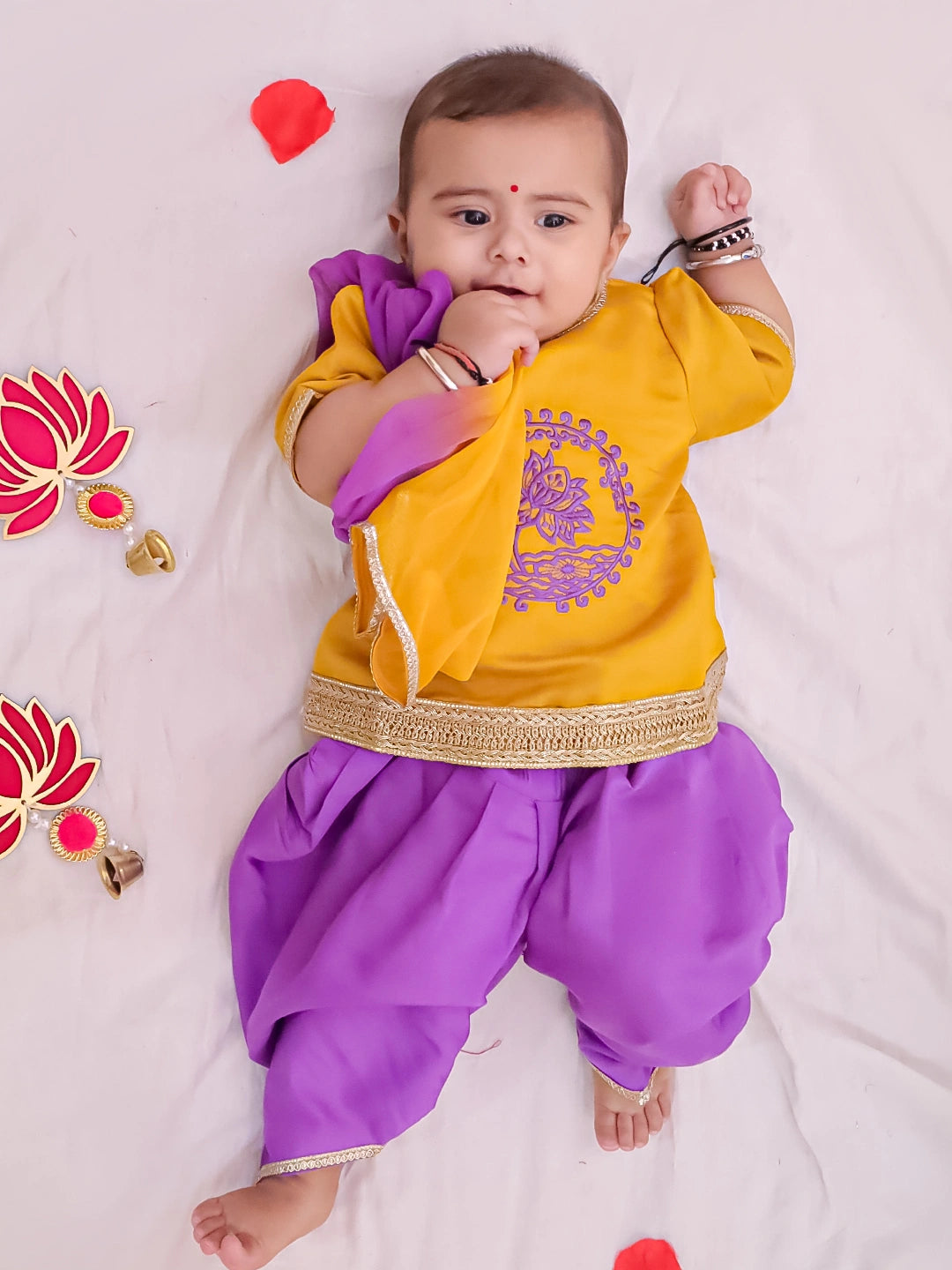 BownBee Embroidered Kurti with Dhoti for Infant Girls