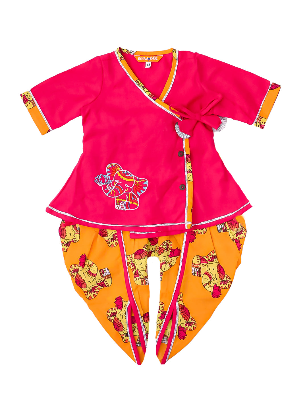 Bownbee Girls Cotton Ethnic Set For Infants  - Embroidered - Purple