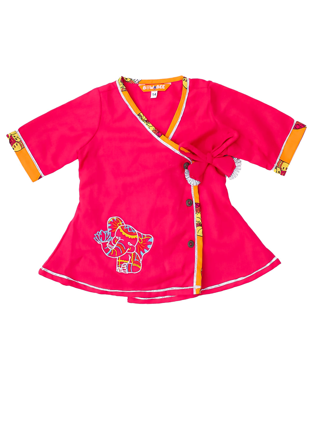 Bownbee Girls Cotton Ethnic Set For Infants  - Embroidered - Purple