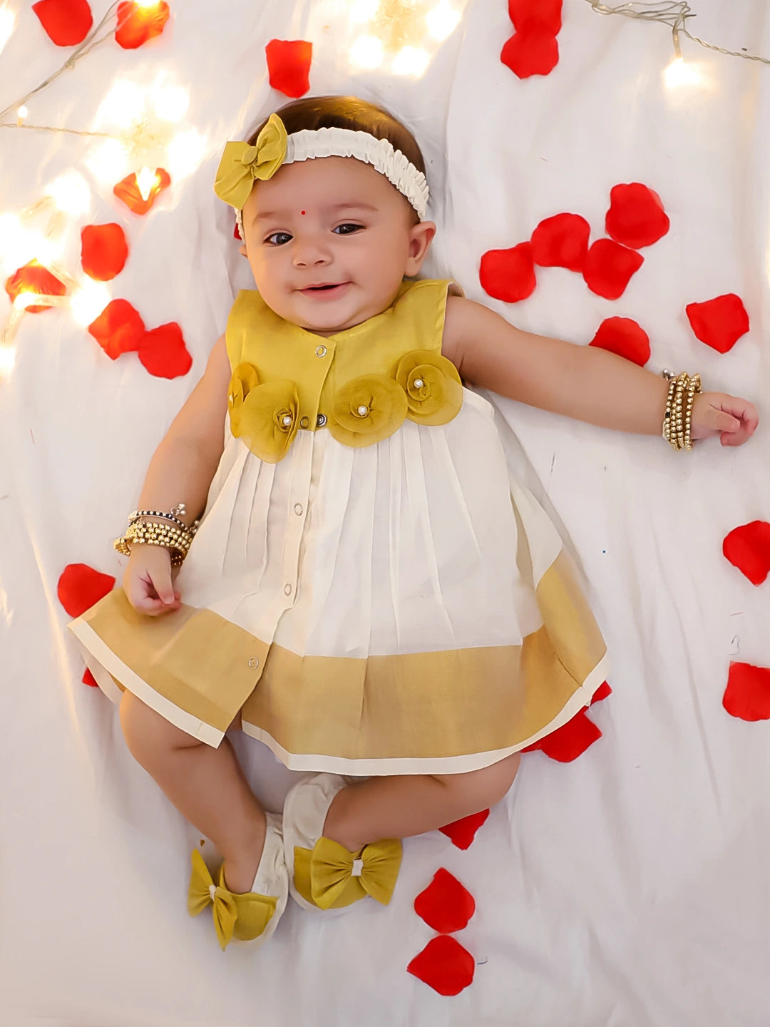 BownBee Pure Cotton Sleeveless Dress With Flowers For Infant  Girls