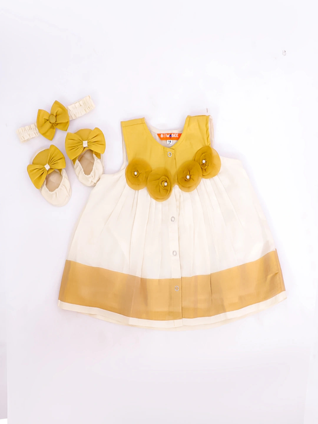 BownBee Pure Cotton Sleeveless Dress With Flowers For Infant  Girls