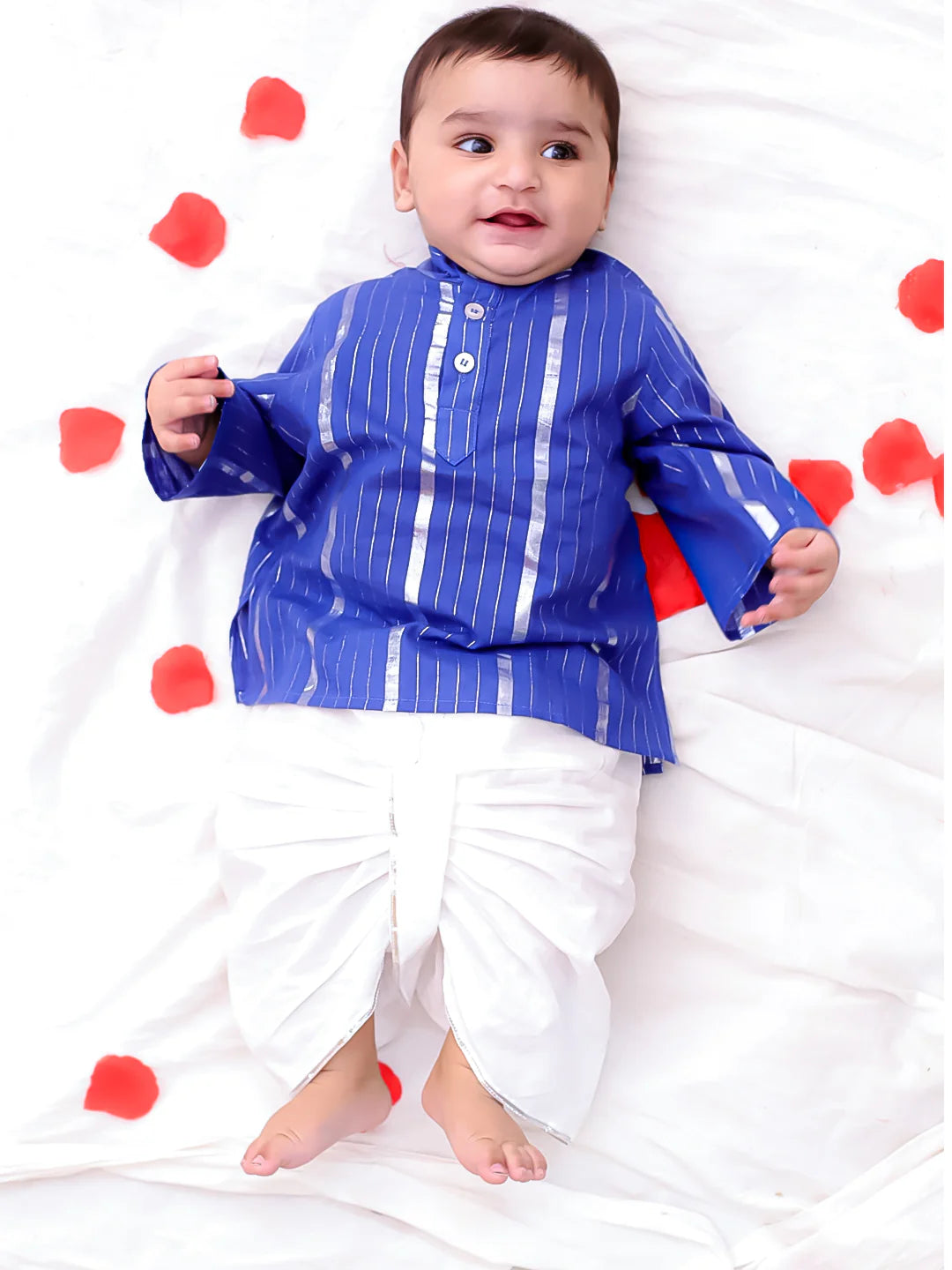 BownBee Pure Cotton Lurex Suit And Dhoti Kurta Sibling Set For Infant Girls