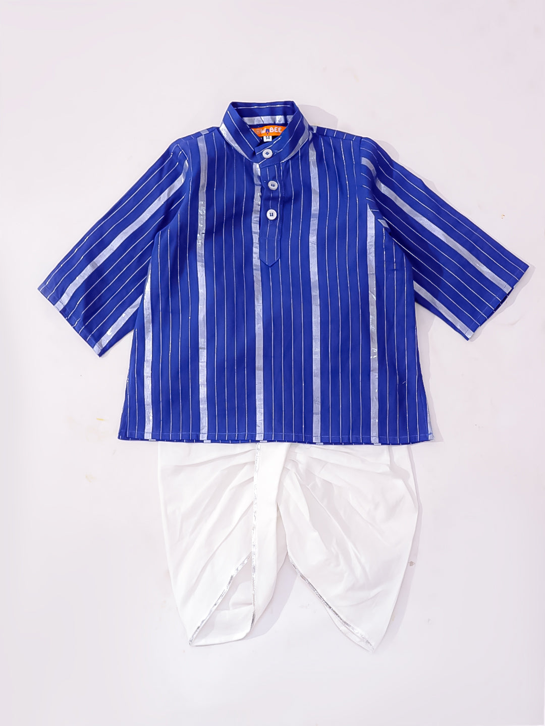 Bownbee Boys Cotton Dhoti Kurta For Infants  - Stripes - White