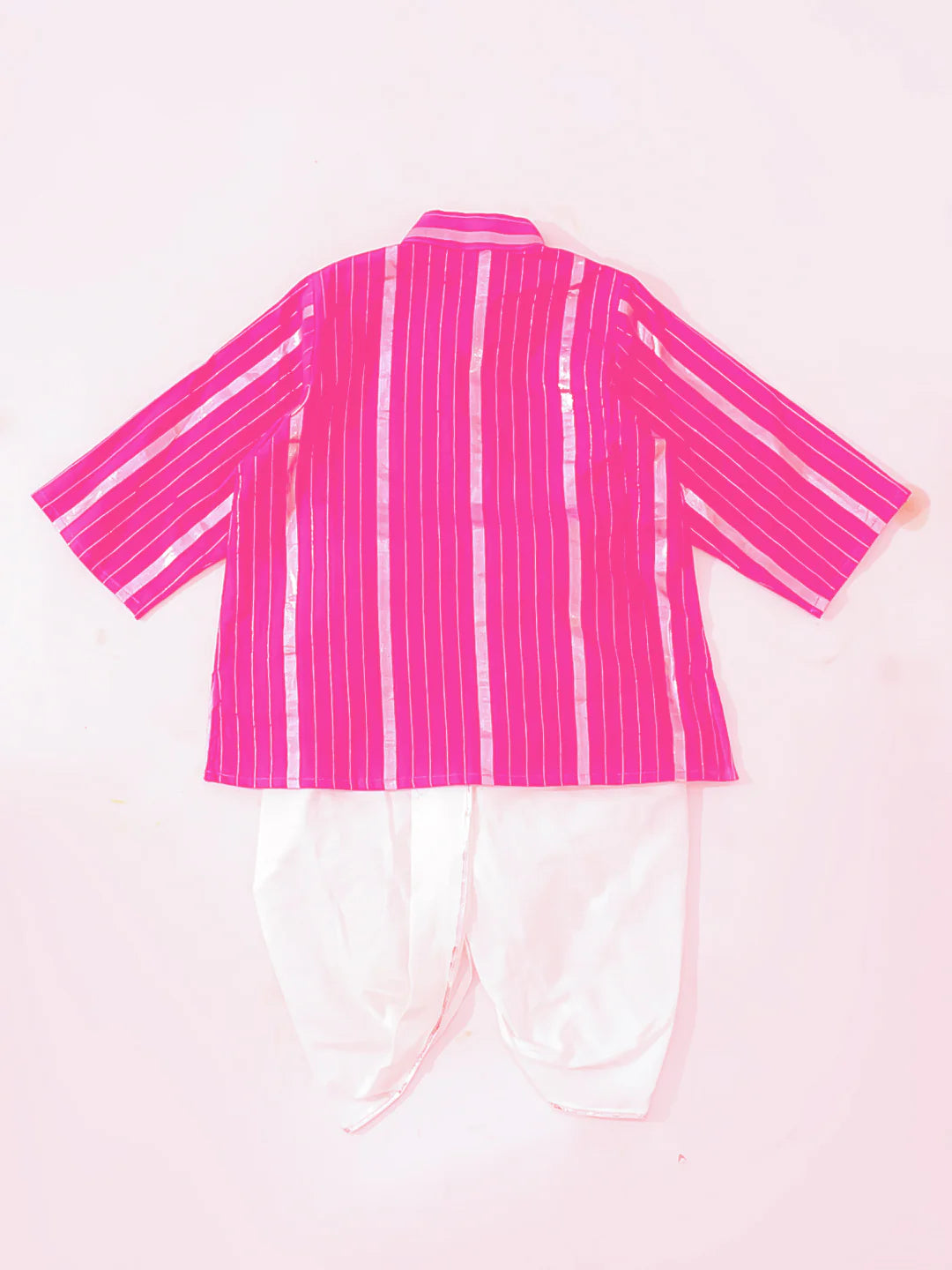 BownBee Pure Cotton Lurex Suit And Dhoti Kurta Sibling Set For Infant Girls
