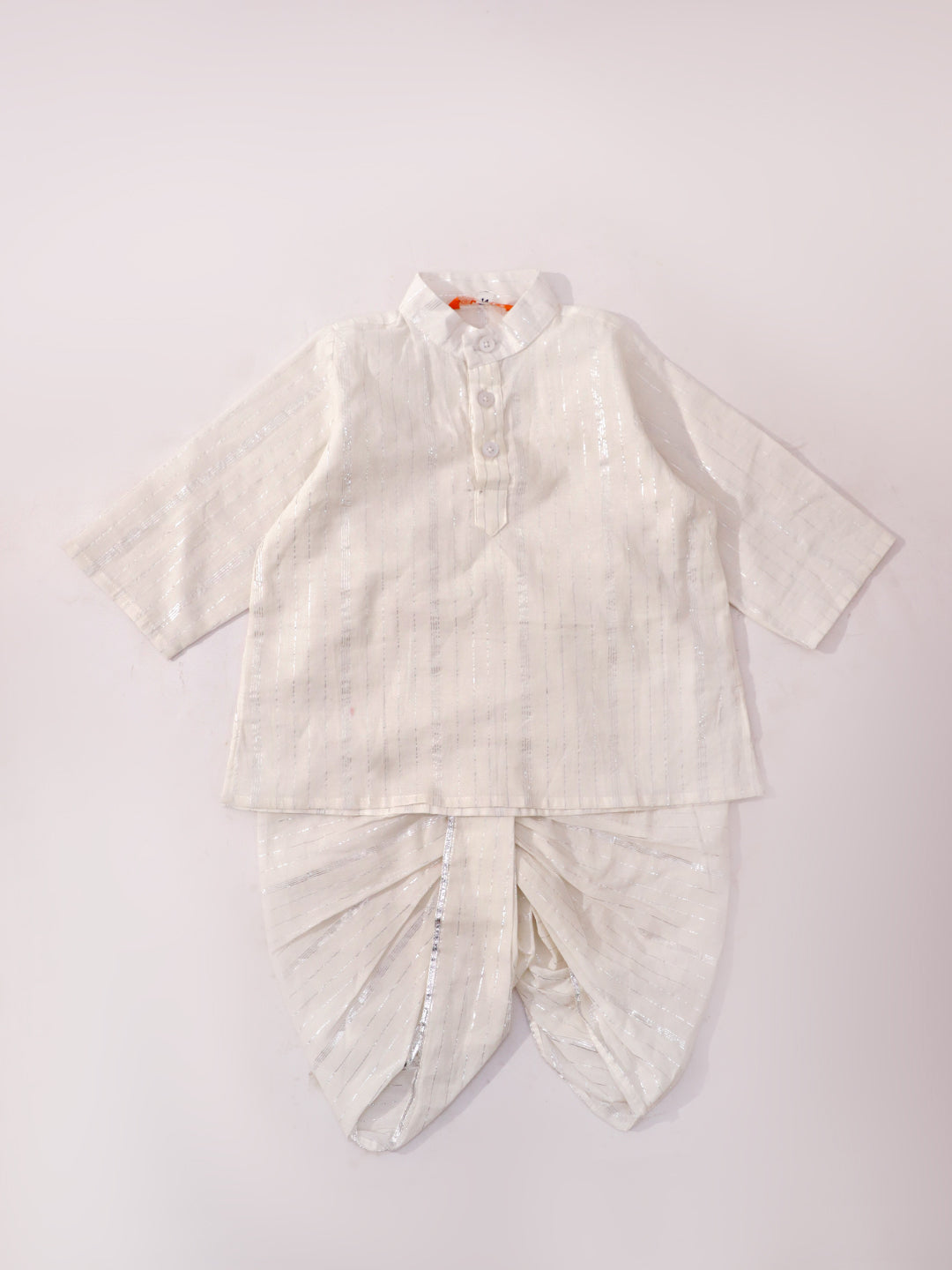 BownBee Pure Cotton Lurex Suit And Dhoti Kurta Sibling Set For Infant Girls - Pink