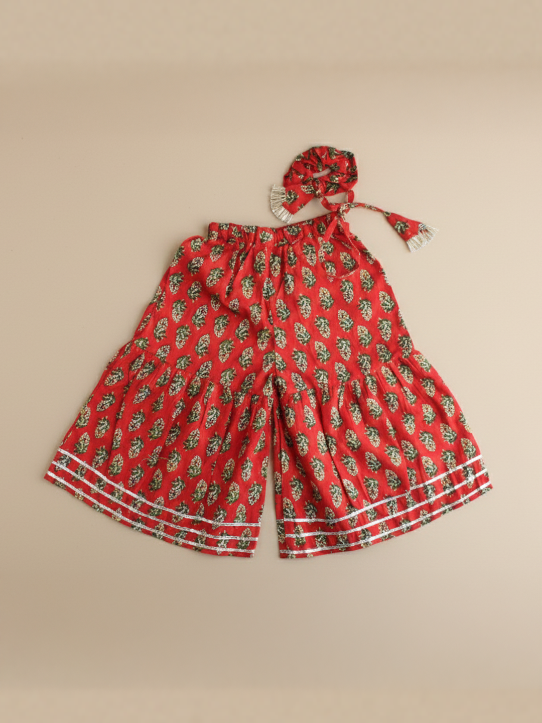 BownBee Pure Cotton Printed Sharara  For Infant Girls - Red