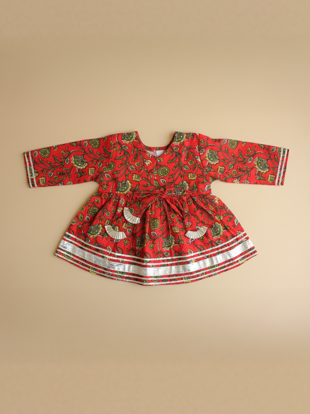 BownBee Pure Cotton Printed Sharara  For Infant Girls - Red