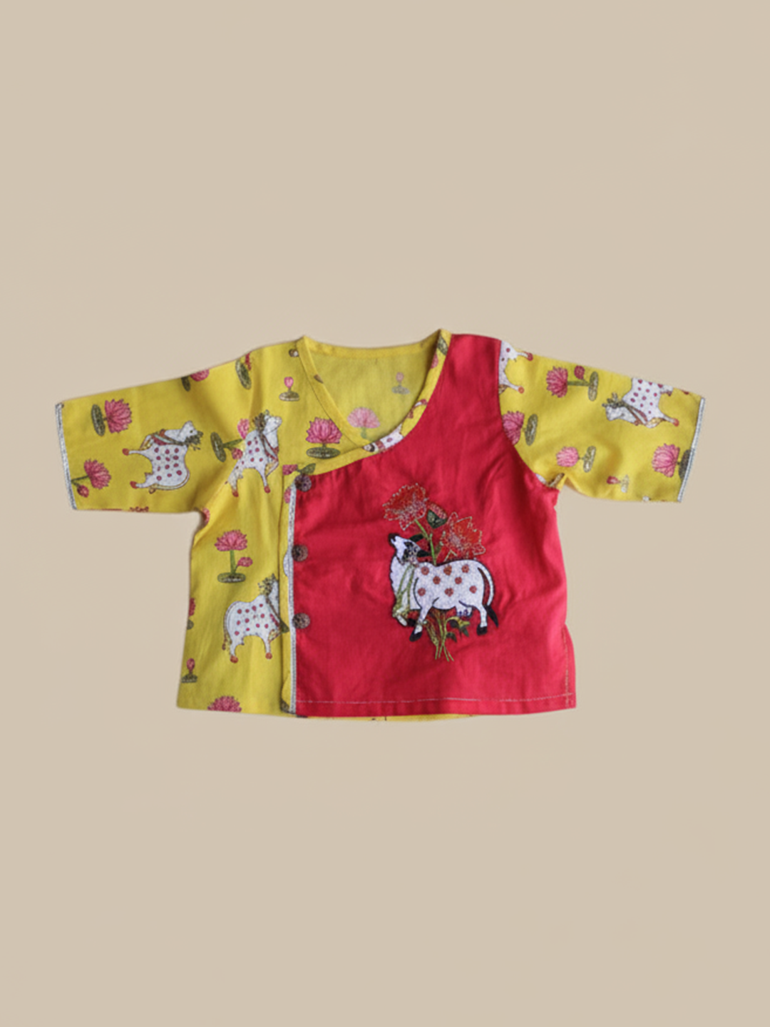 BownBee Pure Cotton Embroidered Dhoti Kurta Set For Infant Boys- Red