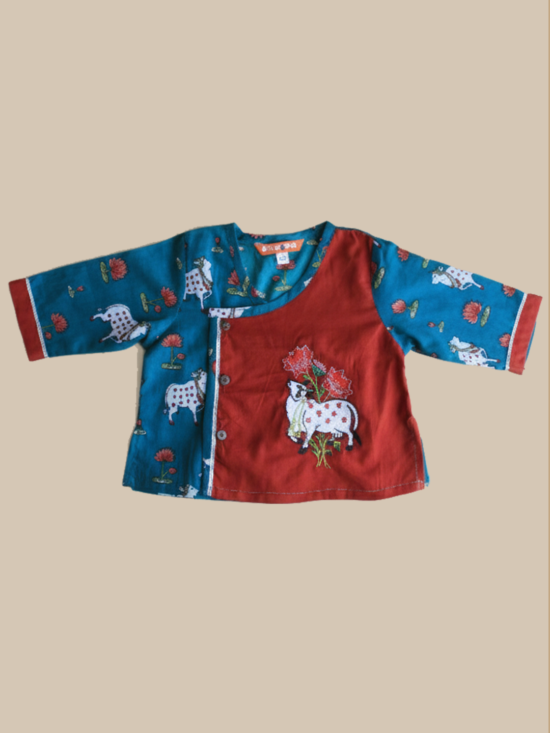 BownBee Pure Cotton Embroidered Dhoti Kurta Set For Infant Boys- Red