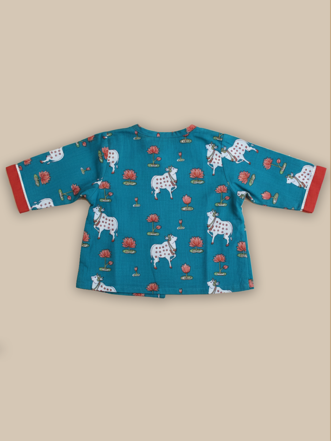 BownBee Pure Cotton Embroidered Dhoti Kurta Set For Infant Boys- Red