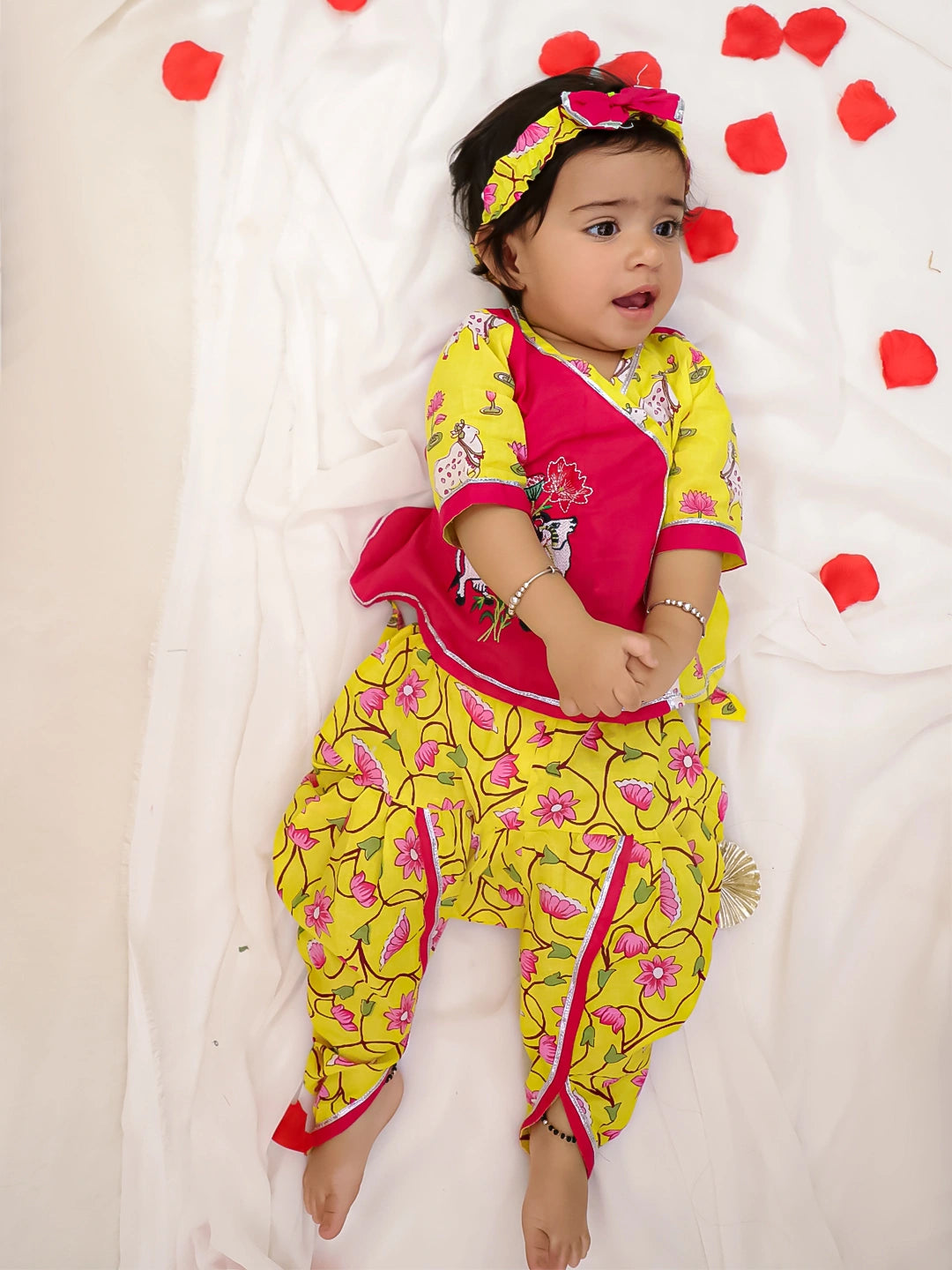 Bownbee Girls Cotton Ethnic Set For Infants