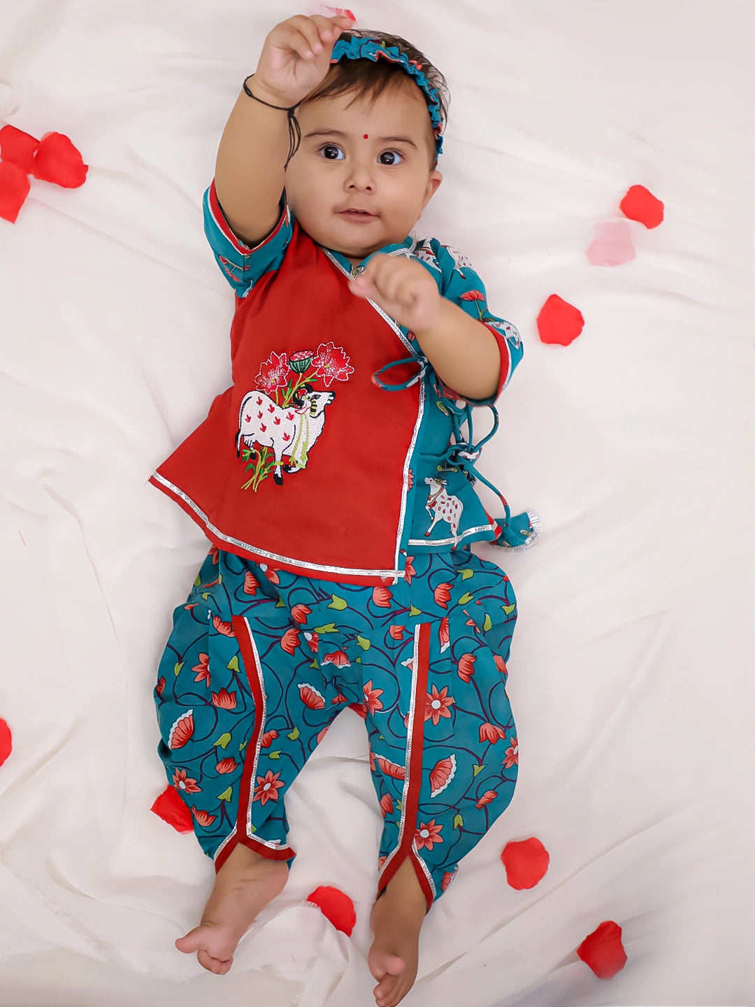 Bownbee Girls Cotton Ethnic Set For Infants