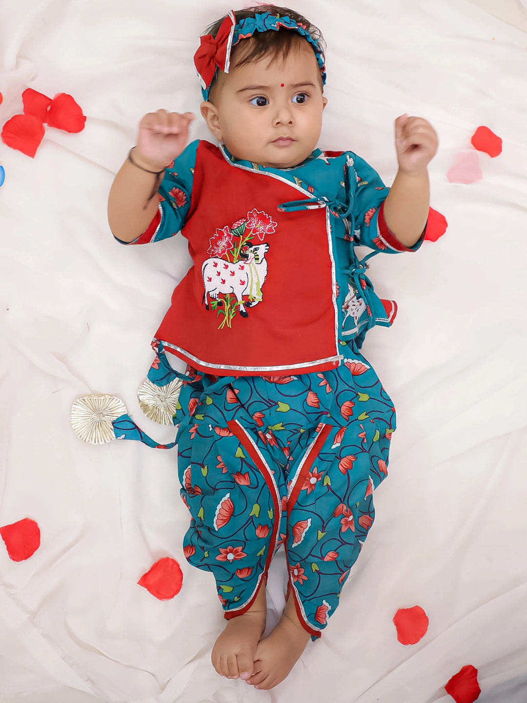 Bownbee Girls Cotton Ethnic Set For Infants