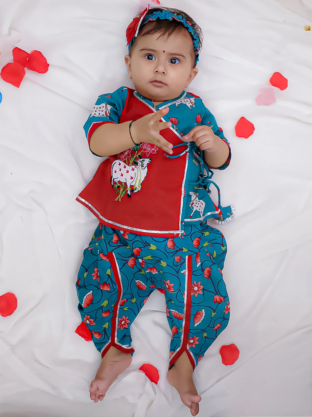 Bownbee Girls Cotton Ethnic Set For Infants