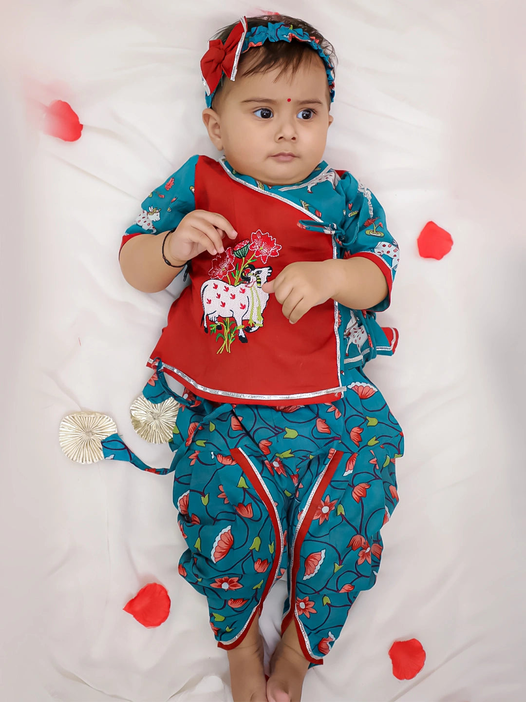 Bownbee Girls Cotton Ethnic Set For Infants