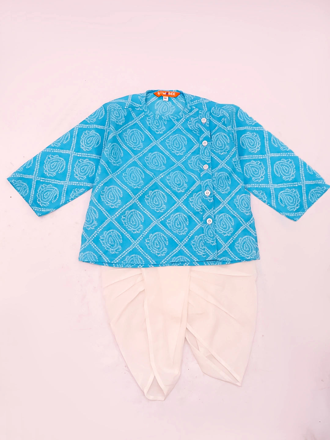 Bownbee Boys Cotton Dhoti Kurta For Infants  - Quirky -  Navy  Blue