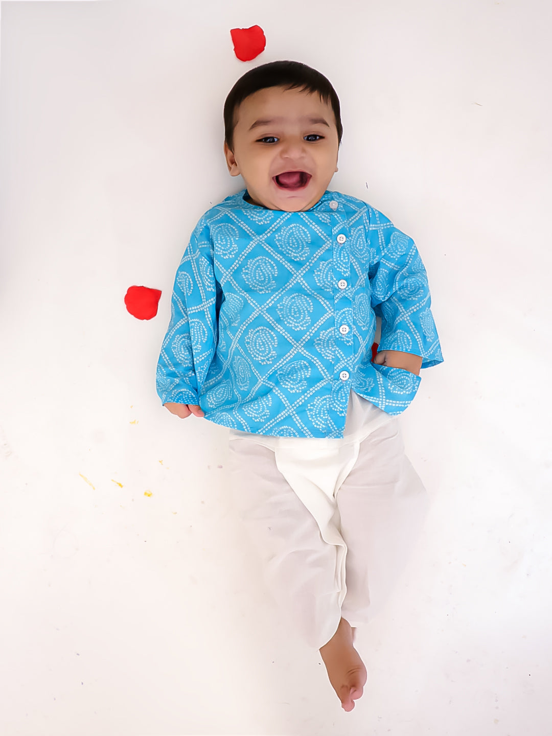 BownBee Full Sleeve Pure Cotton Kurta Dhoti - Navy Blue