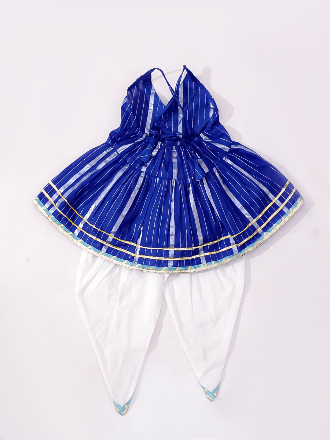 BownBee Pure Cotton Lurex Kurti With Dhoti Set For Infant Girls - Blue