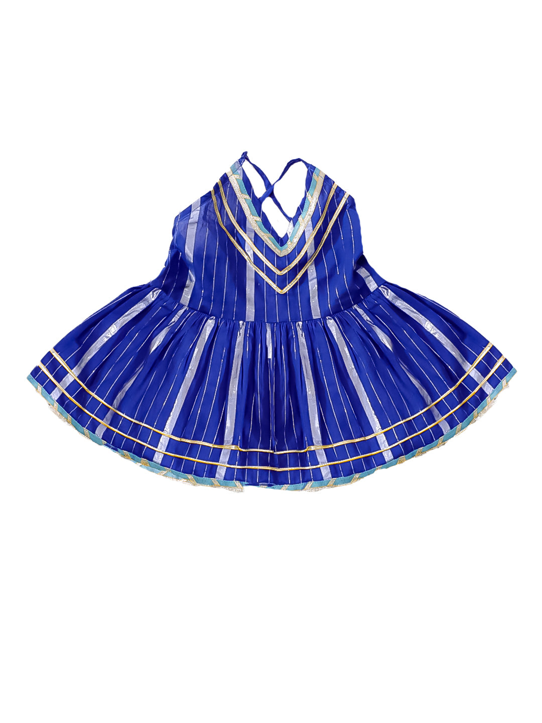 BownBee Pure Cotton Lurex Kurti With Dhoti Set For Infant Girls - Blue