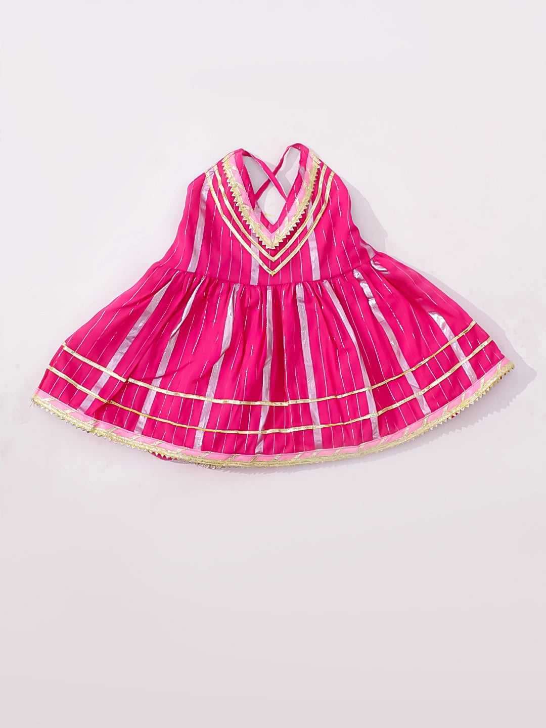 Bownbee Girls Cotton Ethnic Set For Infants  - Stripes - Pink