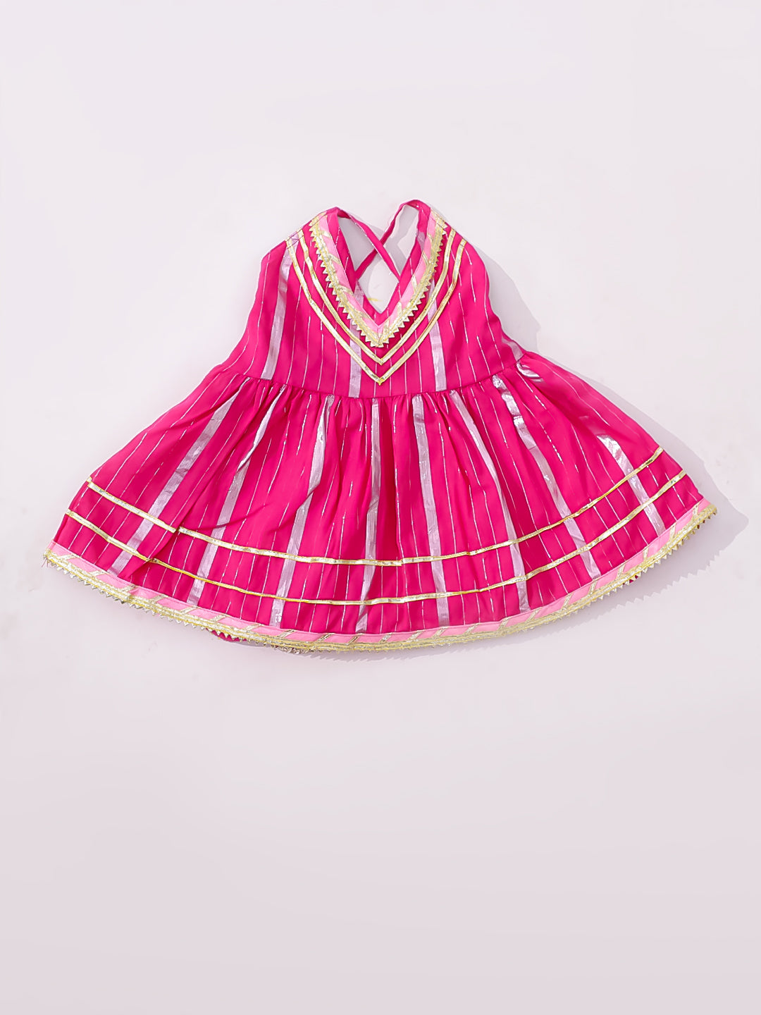 BownBee Pure Cotton Lurex Suit And Dhoti Kurta Sibling Set For Infant Girls - Pink