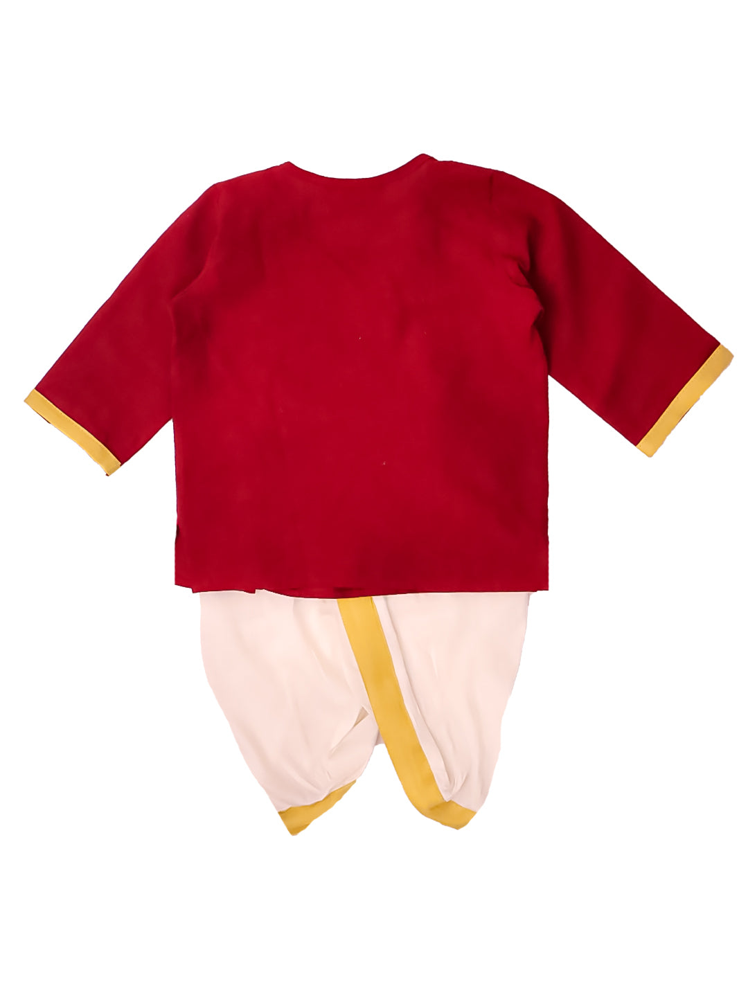 BownBee South Indian  Long Sleeves Pure Cotton Dhoti Kurta Set For Infant Boys -Maroon