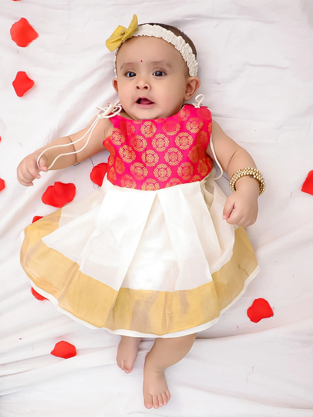 BownBee Ethnic Dress With Dhot Kurta Sibling Set