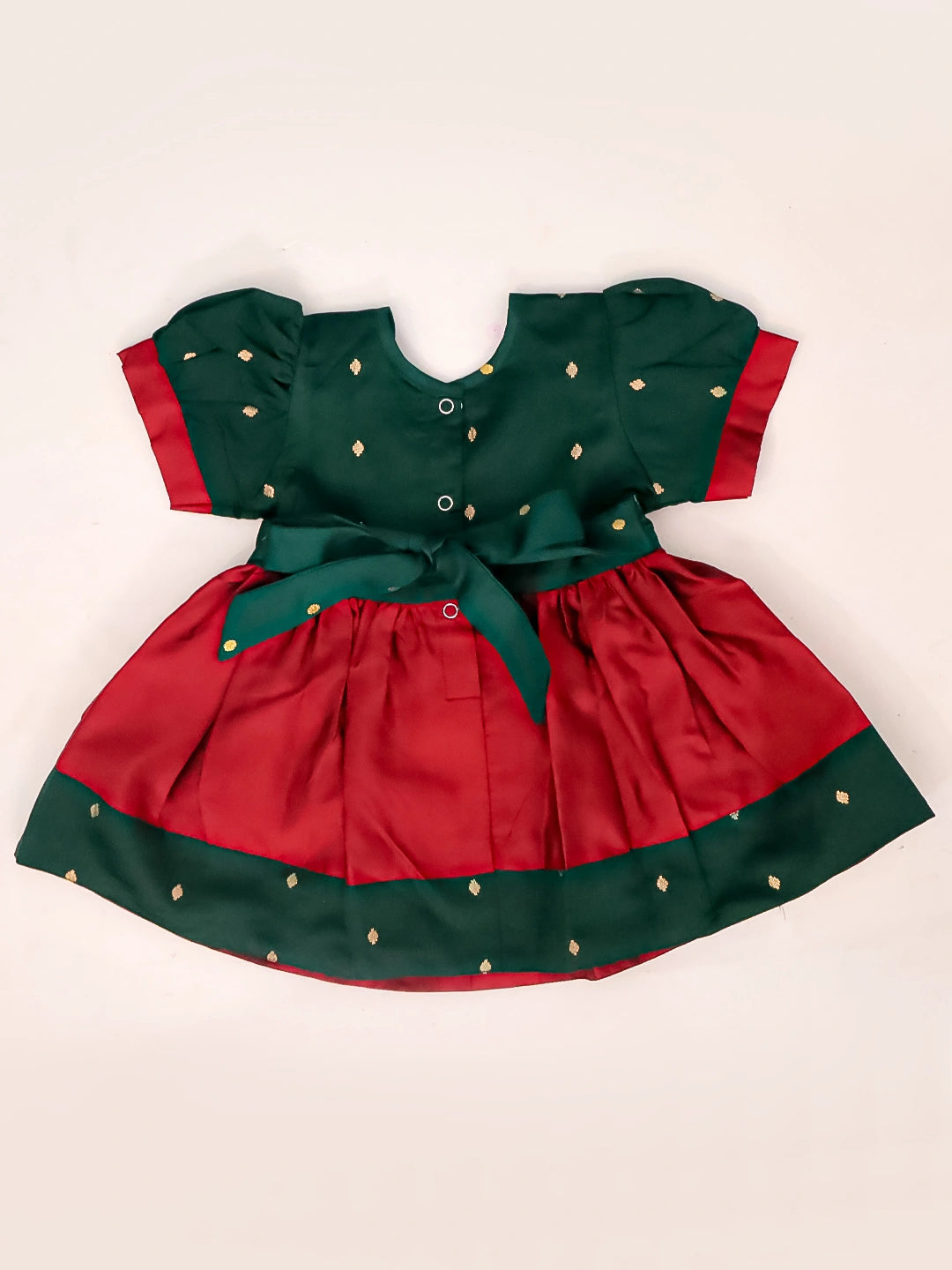 BownBee Festive Half Sleeves Collared  Dress With  Hairband For Infant Girls