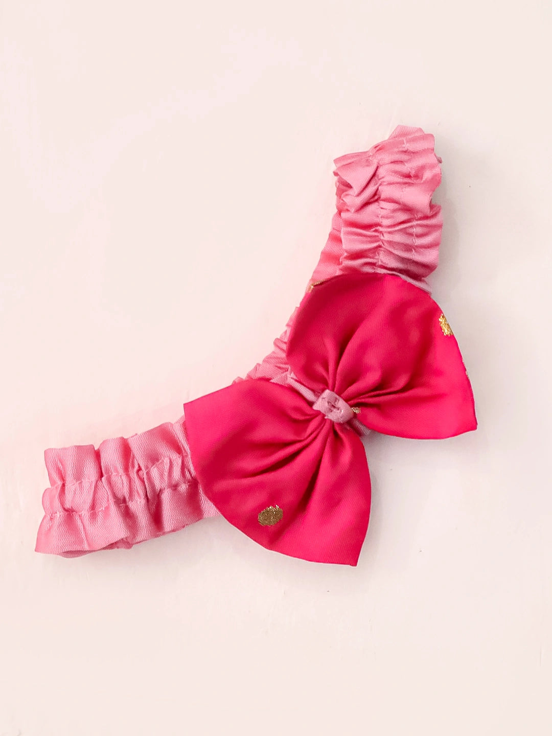BownBee Festive Half Sleeves Collared  Dress With  Hairband For Infant Girls