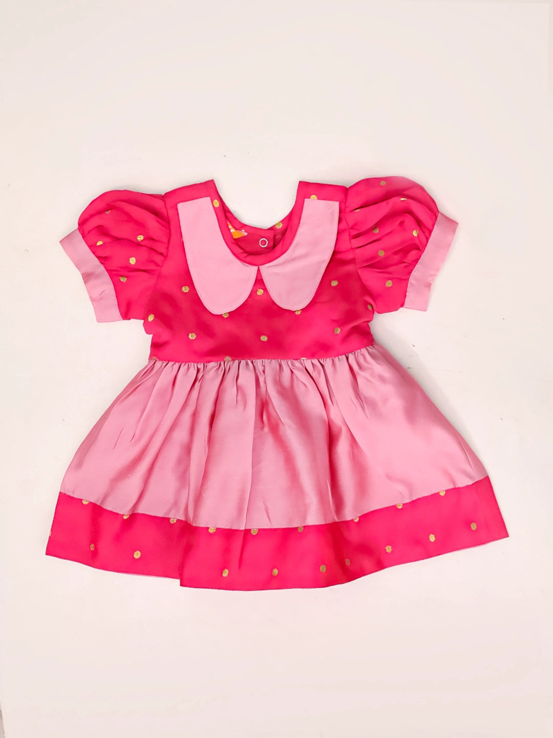 BownBee Festive Half Sleeves Collared  Dress With  Hairband For Infant Girls