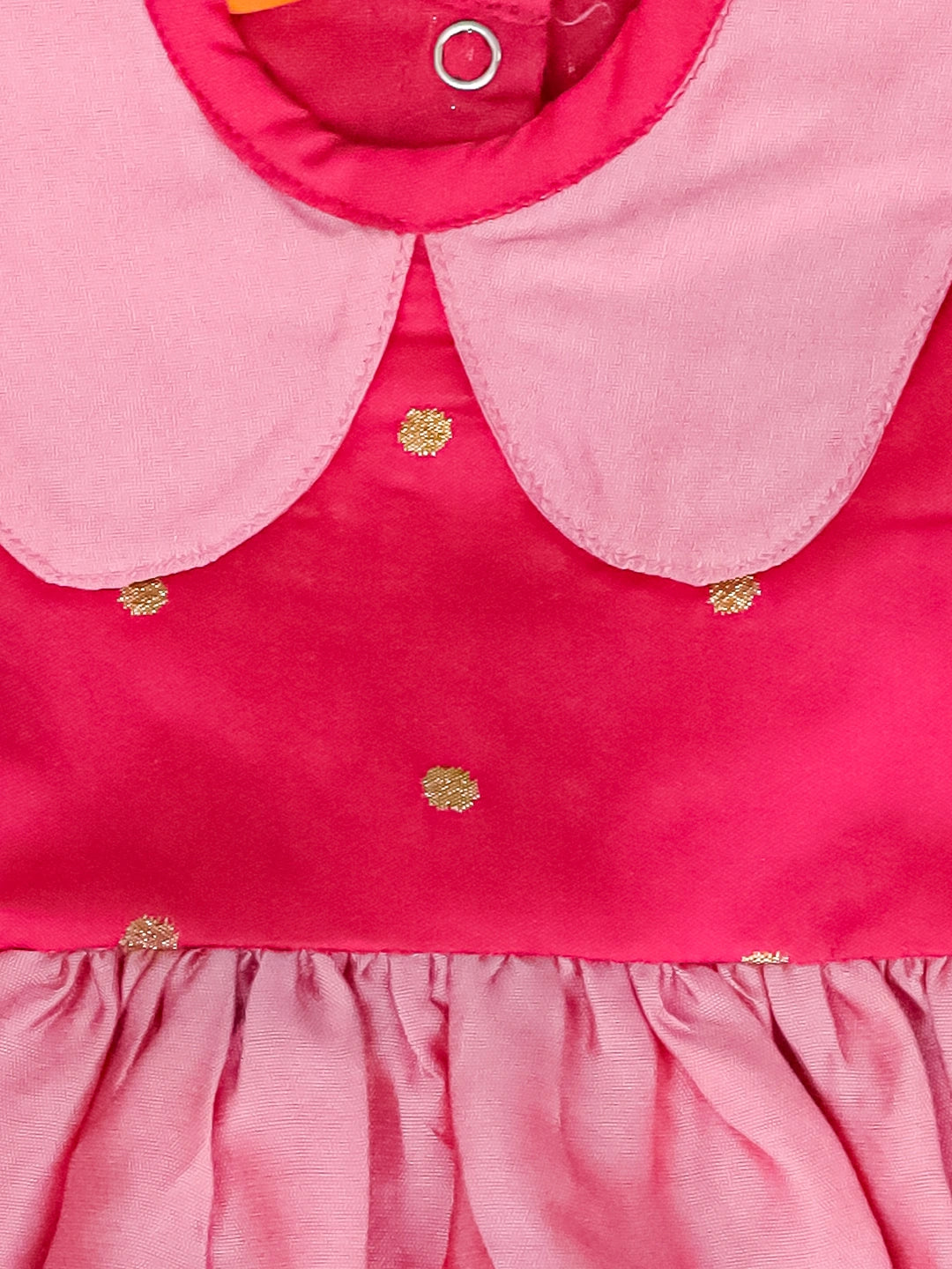 BownBee Festive Half Sleeves Collared  Dress With  Hairband For Infant Girls