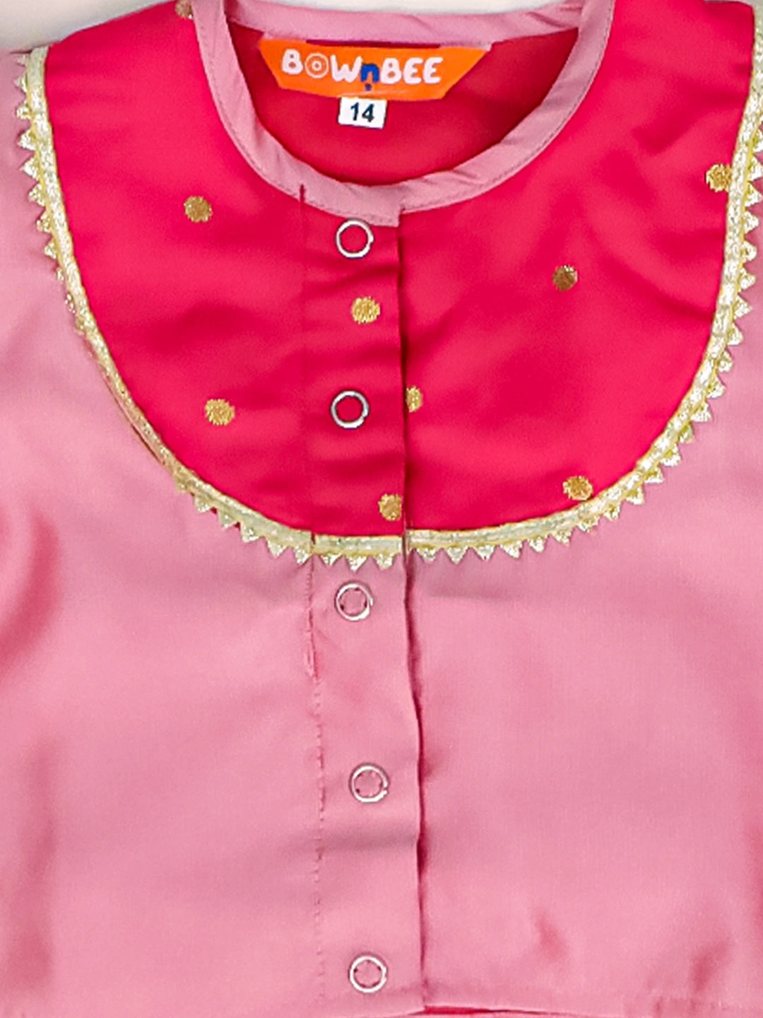 BownBee Festive Half Sleeves Collared  Dress With  Hairband For Infant Girls